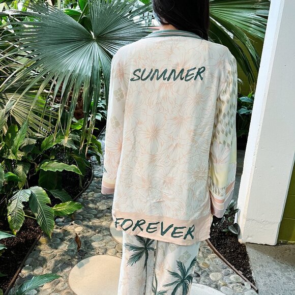 Summer Paradise Satin Printed Blazer - Picture 1 of 5